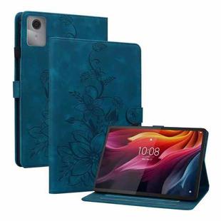 For Lenovo Idea Tab 11 / Xiaoxin Pad 2025 Lily Embossed Leather Tablet Case(Dark Blue)