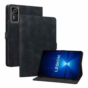 For Lenovo Legion Y700 Gen 4 Lily Embossed Leather Tablet Case(Black)