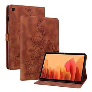 For Samsung Galaxy Tab A7 10.4 Lily Embossed Leather Smart Tablet Case(Brown)