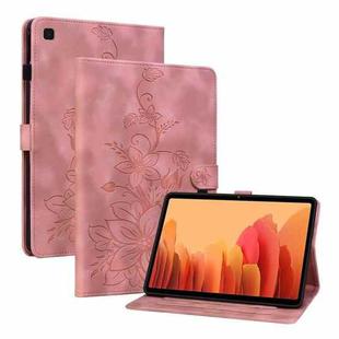 For Samsung Galaxy Tab A7 10.4 Lily Embossed Leather Smart Tablet Case(Pink)