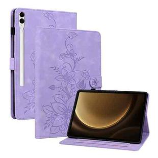 For Samsung Galaxy Tab S9+ / S9 FE+ Lily Embossed Leather Tablet Case(Purple)