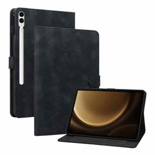 For Samsung Galaxy Tab S9+ / S9 FE+ Lily Embossed Leather Tablet Case(Black)
