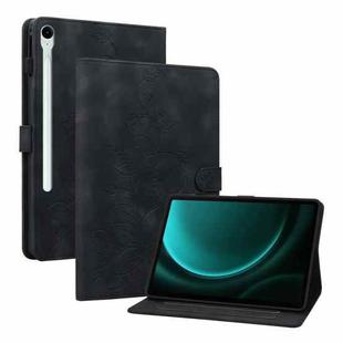 For Samsung Galaxy Tab S9 / S9 FE Lily Embossed Leather Tablet Case(Black)