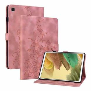 For Samsung Galaxy Tab A7 Lite 8.7 Lily Embossed Leather Tablet Case(Pink)