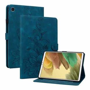For Samsung Galaxy Tab S5e T720 Lily Embossed Leather Tablet Case(Dark Blue)
