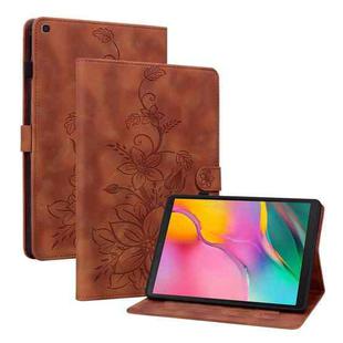 For Samsung Galaxy Tab A 10.1 2019 Lily Embossed Leather Tablet Case(Brown)
