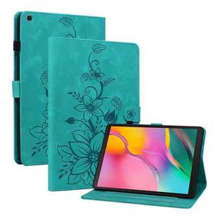 For Samsung Galaxy Tab A 10.1 2019 Lily Embossed Leather Tablet Case(Green)