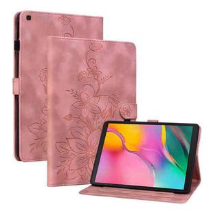 For Samsung Galaxy Tab A 10.1 2019 Lily Embossed Leather Tablet Case(Pink)