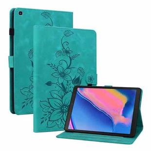 For Samsung Galaxy Tab A 8.0 2019 Lily Embossed Leather Tablet Case(Green)