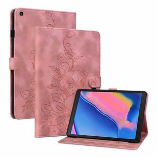 For Samsung Galaxy Tab A 8.0 2019 Lily Embossed Leather Tablet Case(Pink)