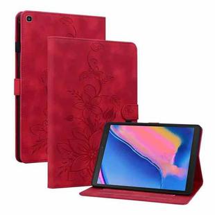 For Samsung Galaxy Tab A 8.0 2019 Lily Embossed Leather Tablet Case(Red)
