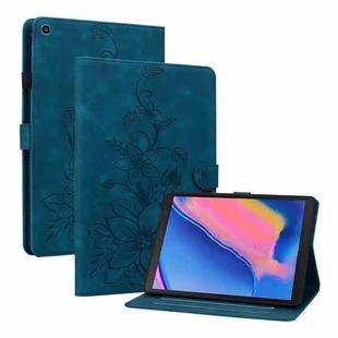 For Samsung Galaxy Tab A 8.0 2019 Lily Embossed Leather Tablet Case(Dark Blue)