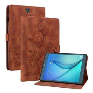 For Samsung Galaxy Tab A 9.7 T550 T555 Lily Embossed Leather Tablet Case(Brown)