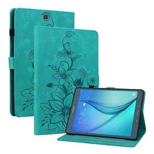 For Samsung Galaxy Tab A 9.7 T550 T555 Lily Embossed Leather Tablet Case(Green)