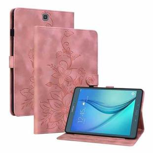 For Samsung Galaxy Tab A 9.7 T550 T555 Lily Embossed Leather Tablet Case(Pink)