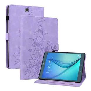 For Samsung Galaxy Tab A 9.7 T550 T555 Lily Embossed Leather Tablet Case(Purple)