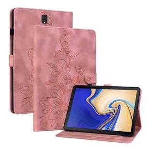 For Samsung Galaxy Tab S4 10.5 SM-T830/T835 Lily Embossed Leather Tablet Case(Pink)