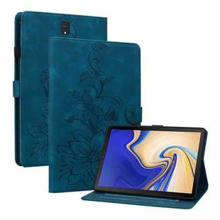 For Samsung Galaxy Tab S4 10.5 SM-T830/T835 Lily Embossed Leather Tablet Case(Dark Blue)