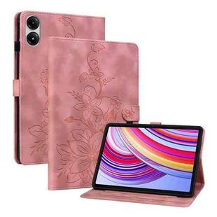 For Xiaomi Redmi Pad Pro 12.1 Lily Embossed Leather Tablet Case(Pink)