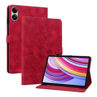 For Xiaomi Redmi Pad Pro 12.1 Lily Embossed Leather Tablet Case(Red)