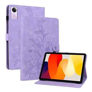 For Xiaomi Redmi Pad SE Lily Embossed Leather Tablet Case(Purple)