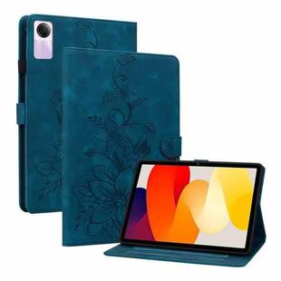 For Xiaomi Redmi Pad SE Lily Embossed Leather Tablet Case(Dark Blue)