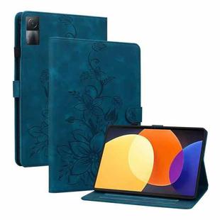 For Xiaomi Redmi Pad 10.61 Lily Embossed Leather Tablet Case(Dark Blue)