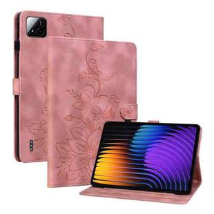 For Xiaomi Pad 7 / Pad 7 Pro Lily Embossed Leather Tablet Case(Pink)