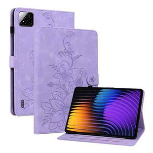For Xiaomi Pad 7 / Pad 7 Pro Lily Embossed Leather Tablet Case(Purple)