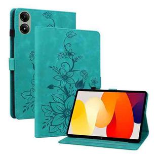 For Redmi Pad 2 / Redmi Pad SE 11 2025 Lily Embossed Leather Tablet Case(Green)