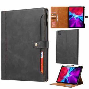 For iPad Pro 11 2024 Calf Texture Double Fold Clasp Horizontal Flip Leather Smart Tablet Case(Black)