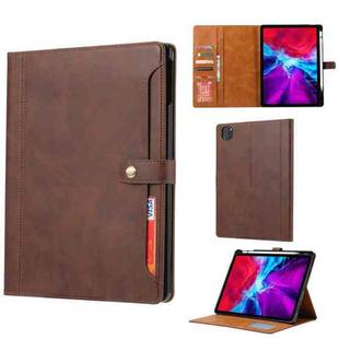 For iPad Pro 11 2024 Calf Texture Double Fold Clasp Horizontal Flip Leather Smart Tablet Case(Brown)