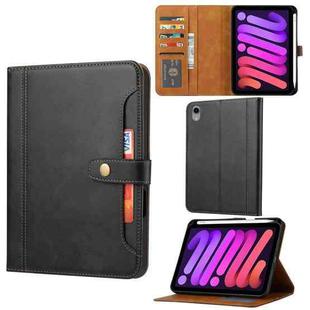 For iPad mini 2024 Calf Texture Double Fold Clasp Horizontal Flip Leather Smart Tablet Case(Black)