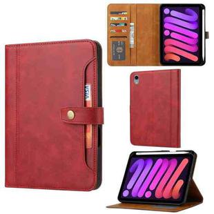 For iPad mini 2024 Calf Texture Double Fold Clasp Horizontal Flip Leather Smart Tablet Case(Red)