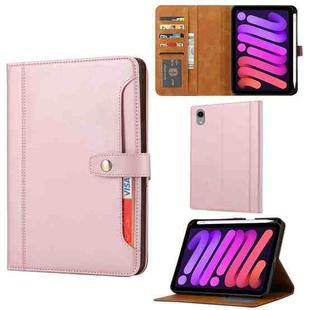 For iPad mini 2024 Calf Texture Double Fold Clasp Horizontal Flip Leather Smart Tablet Case(Rose Gold)