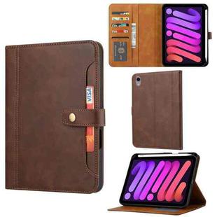 For iPad mini 2024 Calf Texture Double Fold Clasp Horizontal Flip Leather Smart Tablet Case(Brown)