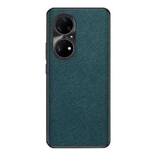 For Huawei P50 Pro Cross Texture PU Leather Phone Case(Dark Green)