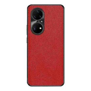 For Huawei P50 Pro Cross Texture PU Leather Phone Case(Red)
