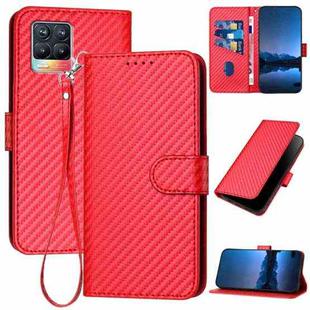 For Realme 8 / 8 Pro YX0070 Carbon Fiber Buckle Leather Phone Case with Lanyard(Red)