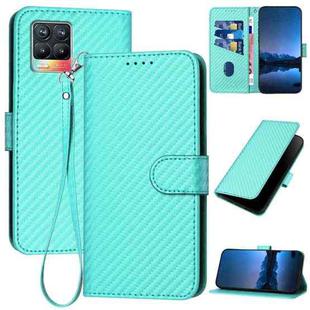 For Realme 8 / 8 Pro YX0070 Carbon Fiber Buckle Leather Phone Case with Lanyard(Light Blue)