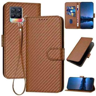 For Realme 8 / 8 Pro YX0070 Carbon Fiber Buckle Leather Phone Case with Lanyard(Coffee)