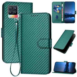 For Realme 8 / 8 Pro YX0070 Carbon Fiber Buckle Leather Phone Case with Lanyard(Dark Green)