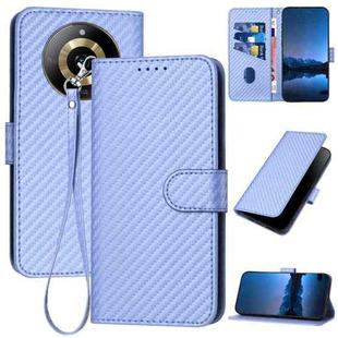 For Realme 11 5G Global YX0070 Carbon Fiber Buckle Leather Phone Case with Lanyard(Light Purple)