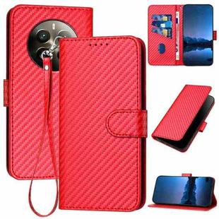 For Realme 12 Pro YX0070 Carbon Fiber Buckle Leather Phone Case with Lanyard(Red)