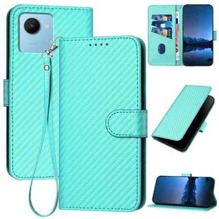 For Realme C30 4G/Narzo 50i Prime/C30s YX0070 Carbon Fiber Buckle Leather Phone Case with Lanyard(Light Blue)