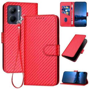 For Realme C33 2022 / C33 2023 Global YX0070 Carbon Fiber Buckle Leather Phone Case with Lanyard(Red)
