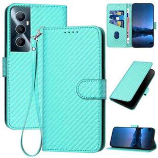 For Realme C65 4G YX0070 Carbon Fiber Buckle Leather Phone Case with Lanyard(Light Blue)