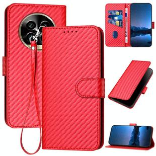 For Realme 13 Pro / 13 Pro+ Global YX0070 Carbon Fiber Buckle Leather Phone Case with Lanyard(Red)