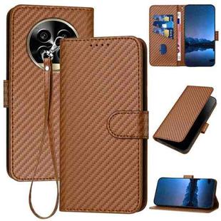 For Realme 13 Pro / 13 Pro+ Global YX0070 Carbon Fiber Buckle Leather Phone Case with Lanyard(Coffee)