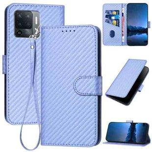 For OPPO A94 4G / F19 Pro YX0070 Carbon Fiber Buckle Leather Phone Case with Lanyard(Light Purple)